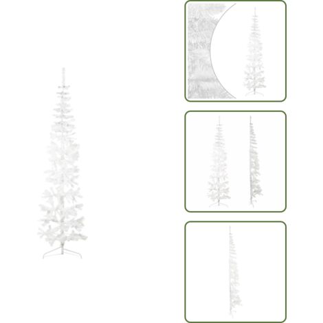 The Living Store Albero Natale Artificiale Sottile a Metà Supporto Bianco 240 cm - Albero di Natale Sottile