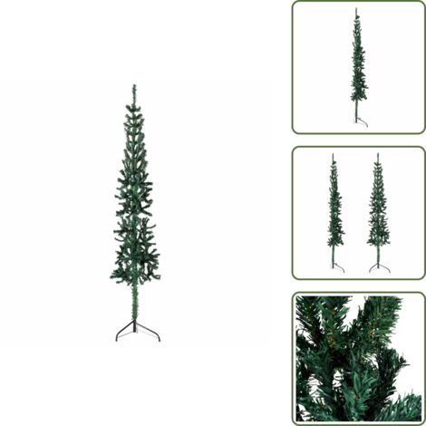 The Living Store Albero Natale Artificiale Sottile a Metà Supporto Verde 210 cm - Albero di Natale Sottile