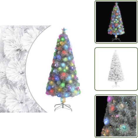 The Living Store Albero Natale Preilluminato Bianco 150 cm in Fibra Ottica - Illuminazione LED