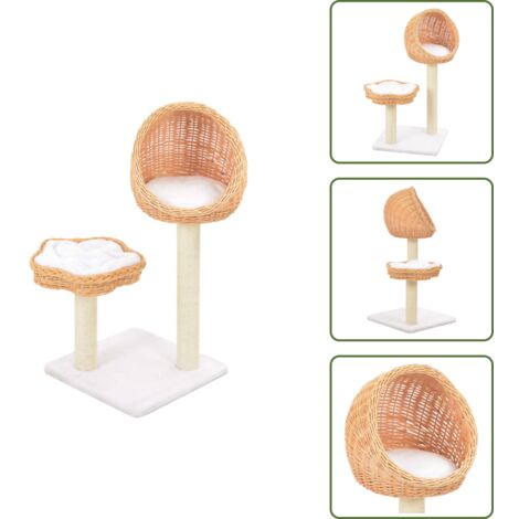 The Living Store Albero per Gatti con Tiragraffi in Legno di Salice Naturale - Tiragraffi per gatti