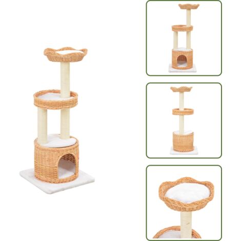 The Living Store Albero per Gatti con Tiragraffi in Legno di Salice Naturale - Tiragraffi per gatti