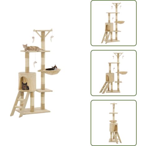 The Living Store Albero per Gatti con Tiragraffi in Sisal 138 cm Beige - Tiragraffi per gatti