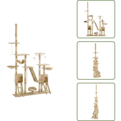 The Living Store Albero per Gatti con Tiragraffi in Sisal 230-250 cm Beige - Tiragraffi in sisal