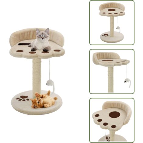 The Living Store Albero per Gatti con Tiragraffi in Sisal 40 cm Beige e Marrone - Tiragraffi per gatti