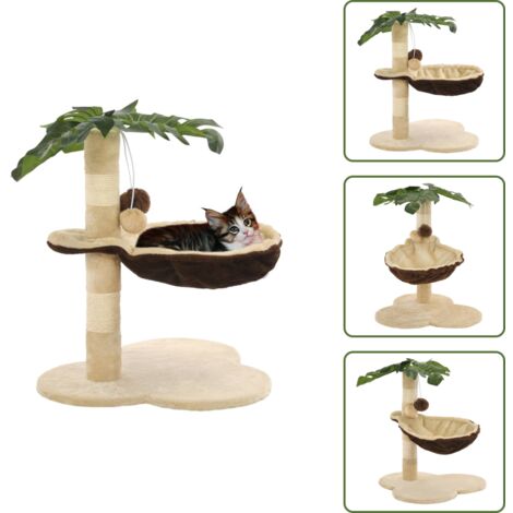 The Living Store Albero per Gatti con Tiragraffi in Sisal 50cm Beige e Marrone - Tiragraffi per gatti