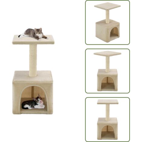 The Living Store Albero per Gatti con Tiragraffi in Sisal 55 cm Beige - Tiragraffi per gatti