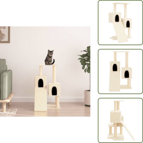 The Living Store Albero per Gatti con Tiragraffi in Sisal Crema 82 cm - Albero per gatti con tiragraffi