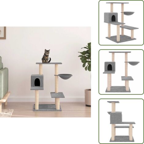 The Living Store Albero per Gatti con Tiragraffi in Sisal Grigio Chiaro 82,5 cm - Albero per gatti con tiragraffi