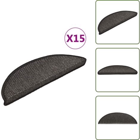 The Living Store Alfombra autoadhesiva escalera sisal 15 uds antracita 56x17x3cm - Alfombra autoadhesiva