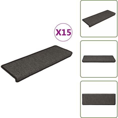The Living Store Alfombra autoadhesiva escalera sisal 15 uds antracita 65x21x4cm - Alfombra autoadhesiva