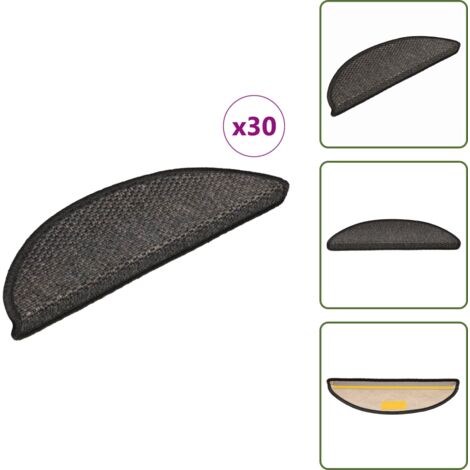 The Living Store Alfombra autoadhesiva escalera sisal 30 uds antracita - Alfombra autoadhesiva