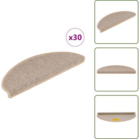 The Living Store Alfombra autoadhesiva escalera sisal 30 uds beige claro - Alfombra autoadhesiva