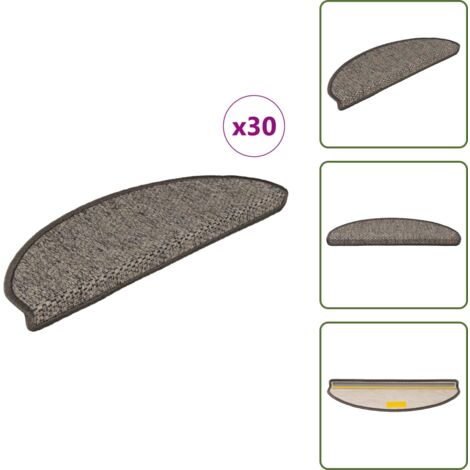 The Living Store Alfombra autoadhesiva escalera sisal 30 uds gris y beige - Alfombra autoadhesiva