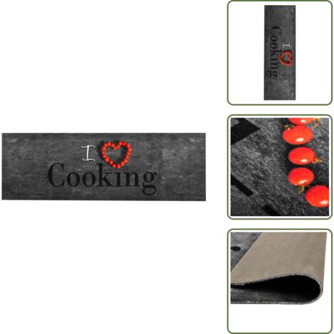The Living Store Alfombra de cocina lavable Cooking 60x300 cm - Alfombra lavable