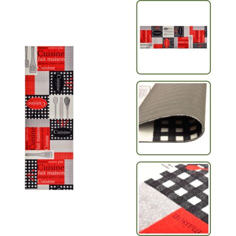 The Living Store Alfombra de cocina lavable Cuisine 60x180 cm - Alfombra lavable