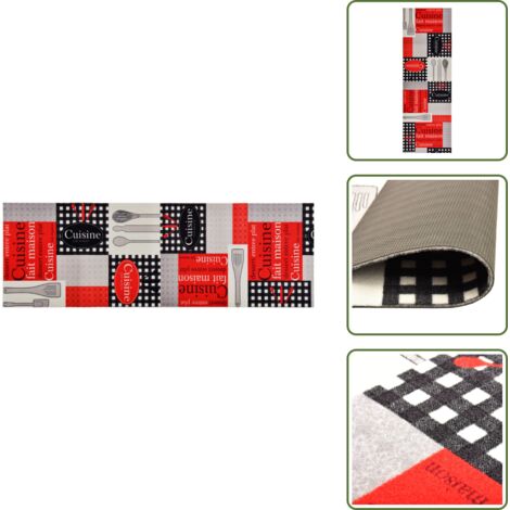 The Living Store Alfombra de cocina lavable Cuisine 60x300 cm - Alfombra lavable