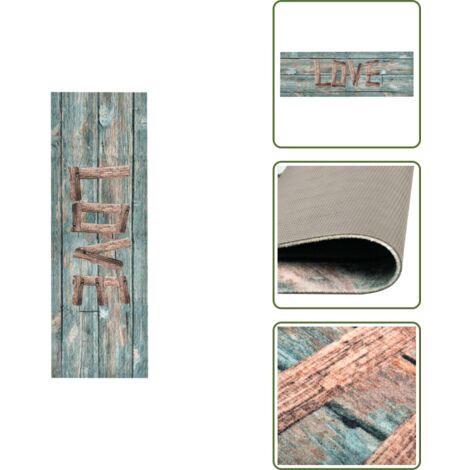 The Living Store Alfombra de cocina lavable Love 60x180 cm - Alfombra lavable