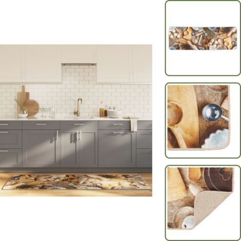 The Living Store Alfombra de cocina lavable multicolor 60x180 cm - Alfombra lavable