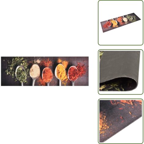 The Living Store Alfombra de cocina lavable Spoons 45x150 cm - Alfombra lavable