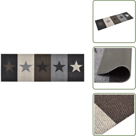 The Living Store Alfombra de cocina lavable Star 45x150 cm - Alfombra lavable
