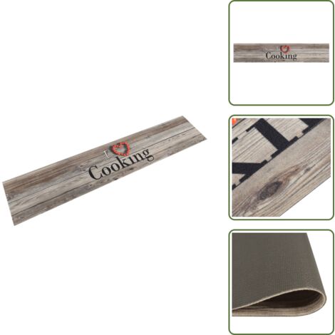 The Living Store Alfombra de cocina lavable terciopelo Cooking gris 60x300 cm - Cocina