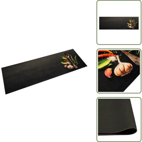 The Living Store Alfombra de cocina lavable terciopelo dibujo especias 60x180 cm - Alfombra lavable