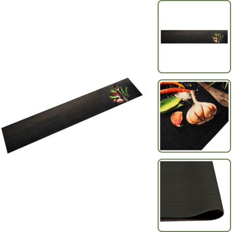 The Living Store Alfombra de cocina lavable terciopelo dibujo especias 60x300 cm - Alfombra lavable