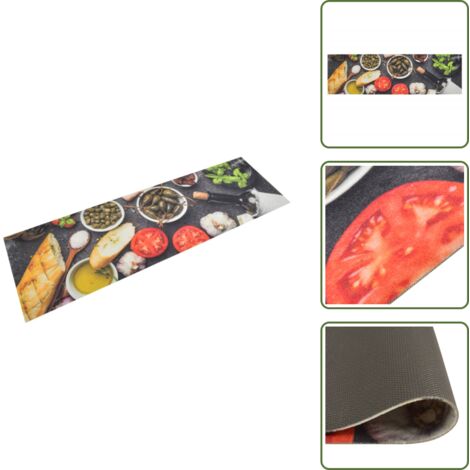 The Living Store Alfombra de cocina lavable terciopelo dibujo vino cena 45x150cm - Alfombra lavable