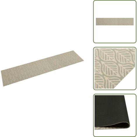 The Living Store Alfombra de cocina lavable terciopelo hojas 60x300 cm - Alfombra lavable