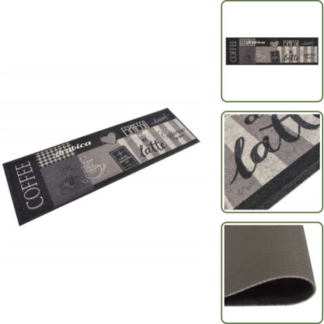 The Living Store Alfombra de cocina lavable terciopelo negro café 45x150 cm - Alfombra lavable