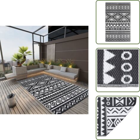The Living Store Alfombra de exterior ARAKIL negra 190x290 cm PP - Alfombra de jardín