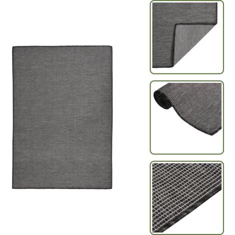 The Living Store Alfombra de exterior de tejido plano gris 160x230 cm - Alfombra de exterior