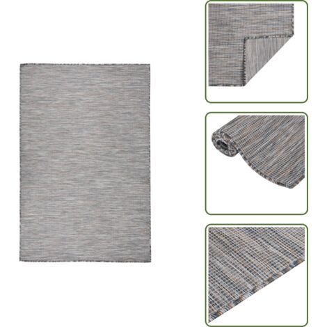 The Living Store Alfombra de exterior de tejido plano marrón y azul 120x170 cm - Alfombra de exterior
