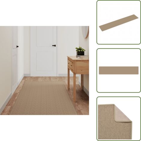 The Living Store Alfombra de pasillo con aspecto de sisal color arena 80x400 cm - Alfombra de sisal