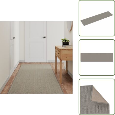 The Living Store Alfombra de pasillo con aspecto de sisal plateada 80x300 cm - Alfombra sisal