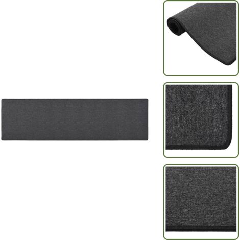 The Living Store Alfombra de pasillo gris antracita 80x300 cm - Alfombra gris antracita