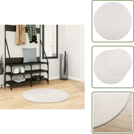 The Living Store Alfombra de pelo corto look escandinavo IZA crema Ø 80 cm - Diseño escandinavo