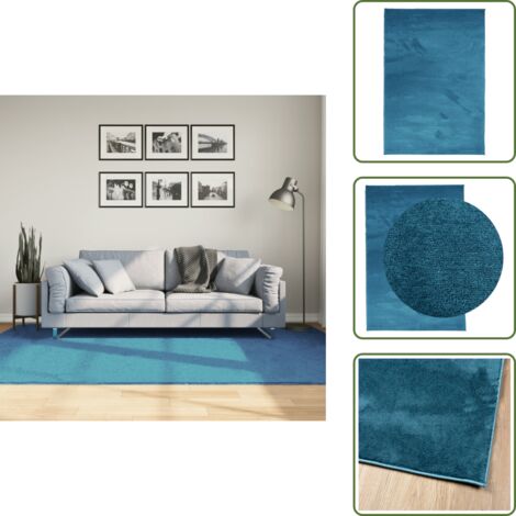 The Living Store Alfombra de pelo corto OVIEDO turquesa 160x230 cm - Alfombra turquesa