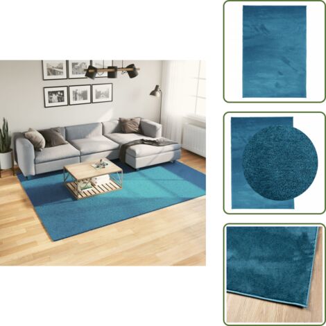 The Living Store Alfombra de pelo corto OVIEDO turquesa 200x280 cm - Alfombra de pelo corto
