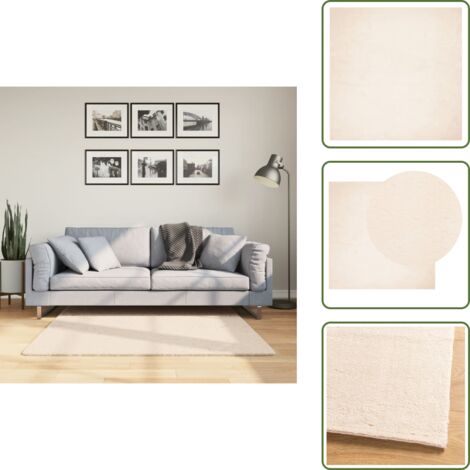 The Living Store Alfombra de pelo corto suave lavable HUARTE beige 120x120 cm - Alfombra suave