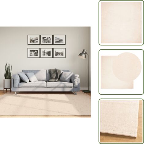 The Living Store Alfombra de pelo corto suave lavable HUARTE beige 200x200 cm - Alfombra suave