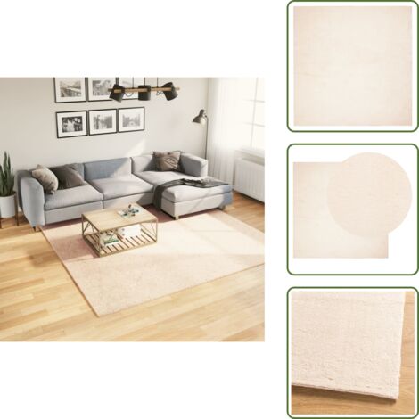 The Living Store Alfombra de pelo corto suave lavable HUARTE beige 240x240 cm - Alfombra suave