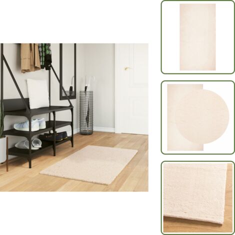 The Living Store Alfombra de pelo corto suave lavable HUARTE beige 60x110 cm - Alfombra suave