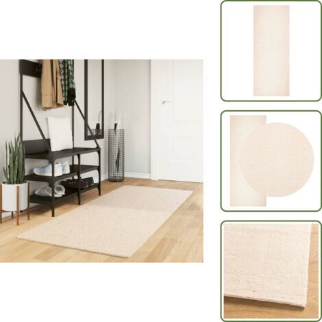 The Living Store Alfombra de pelo corto suave lavable HUARTE beige 80x200 cm - Alfombra suave