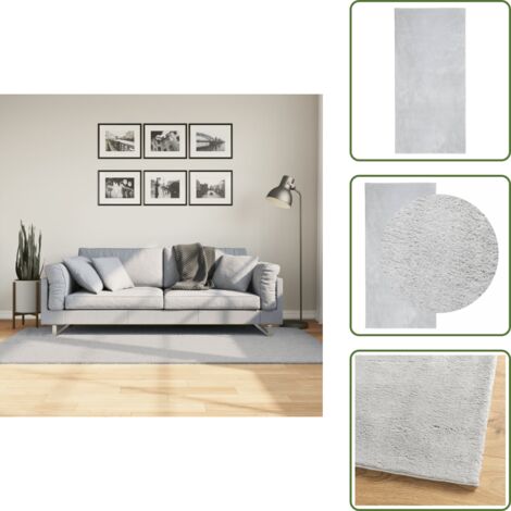 The Living Store Alfombra de pelo corto suave lavable HUARTE gris 100x200 cm - Alfombra suave
