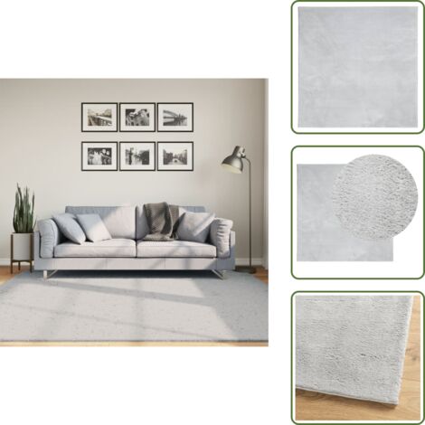 The Living Store Alfombra de pelo corto suave lavable HUARTE gris 200x200 cm - Alfombra suave