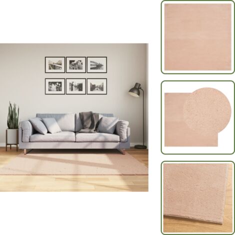 The Living Store Alfombra de pelo corto suave lavable HUARTE rosado 160x160 cm - Alfombra suave