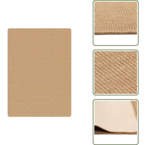 The Living Store Alfombra de yute con reverso de latex color natural 80x160 cm - Yute natural