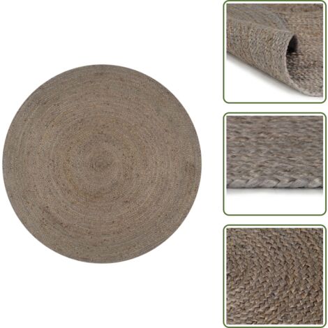 The Living Store Alfombra de yute tejida a mano redonda gris 90 cm - Alfombra trenzada
