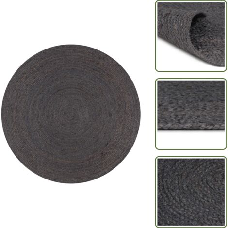 The Living Store Alfombra de yute tejida a mano redonda gris 90 cm - Alfombra trenzada